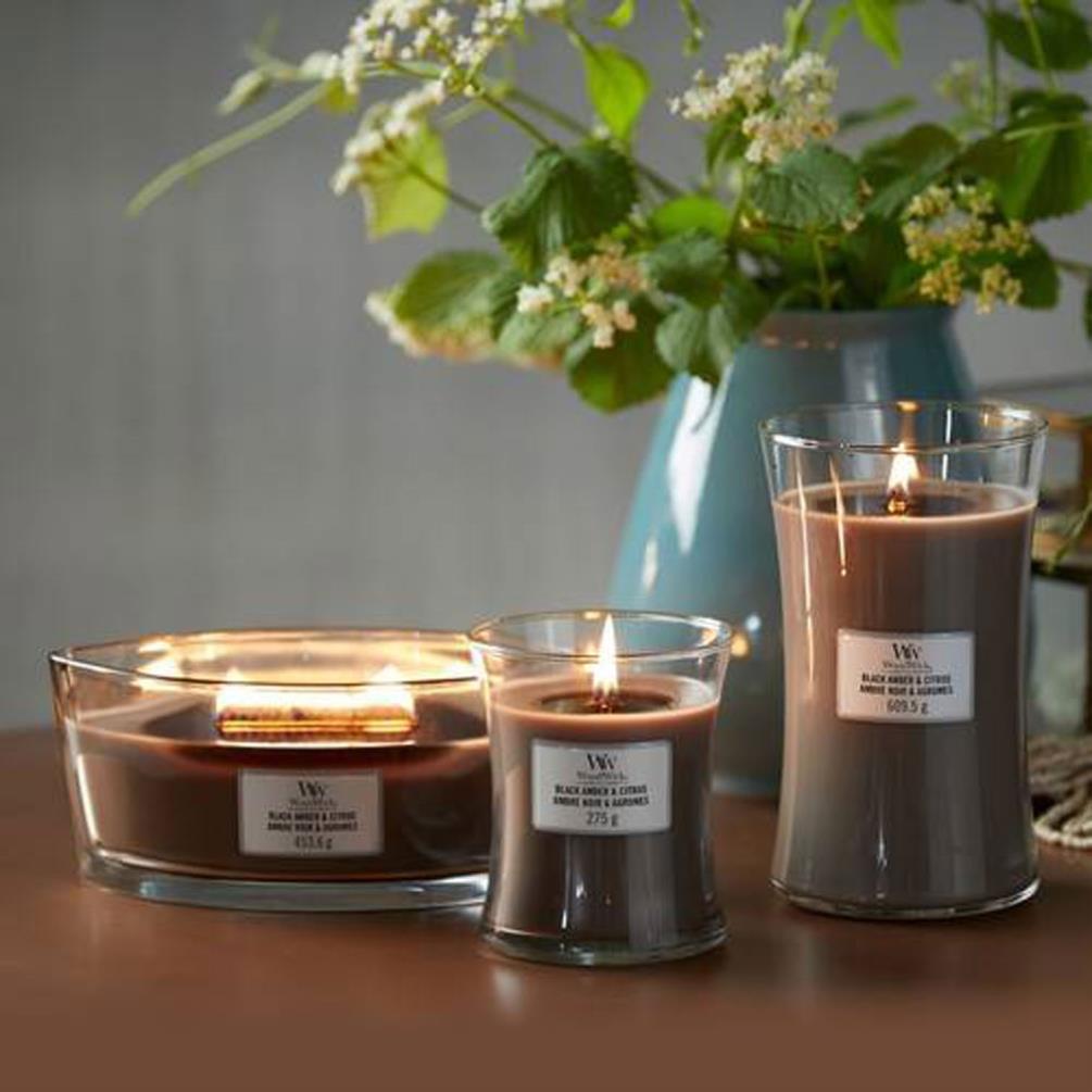 WoodWick Black Amber & Citrus Large Hourglass Candle Extra Image 2